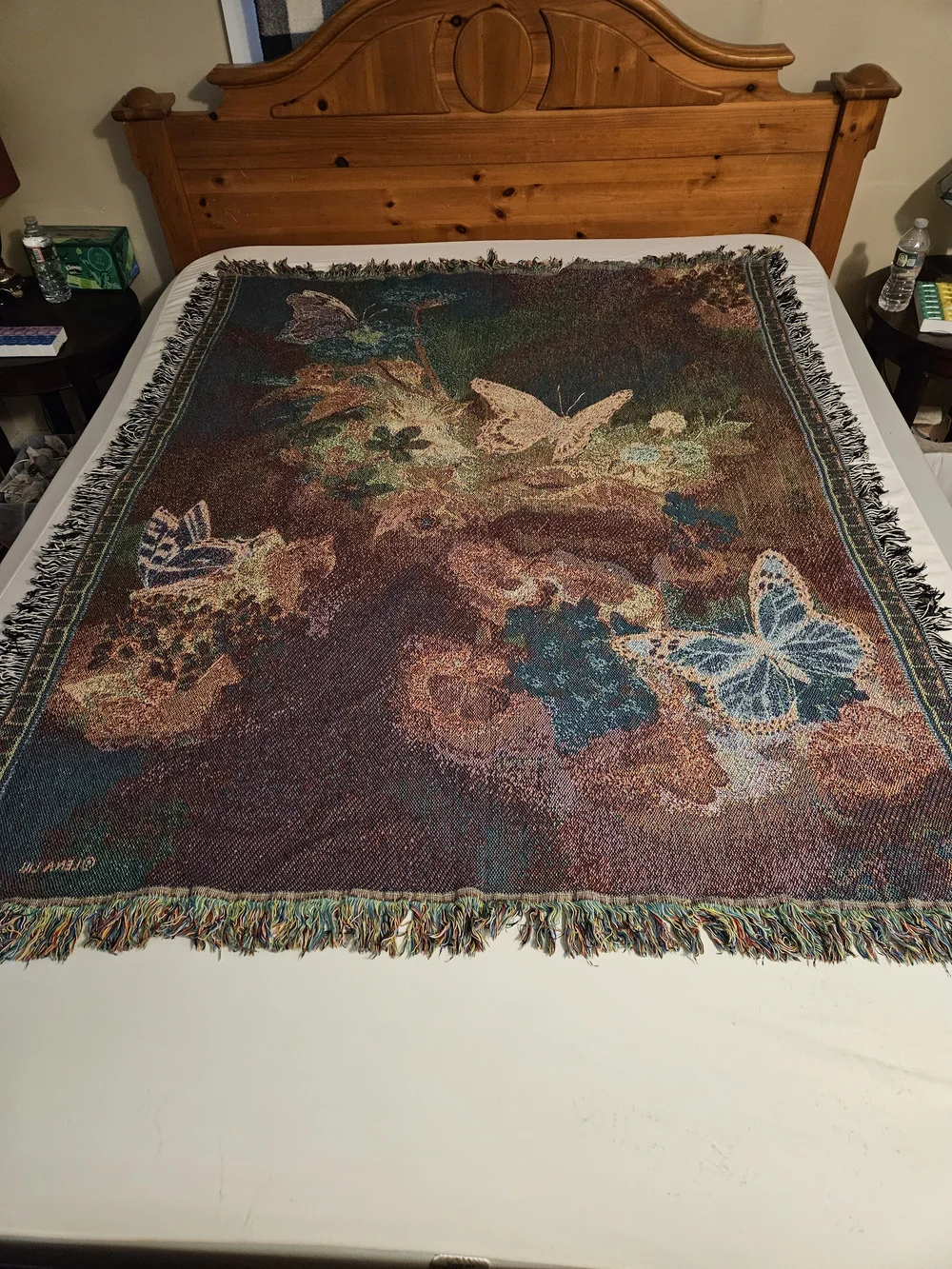 Lena Liu Butterfly Harmony & Flowers Tapestry Afghan Throw Blanket